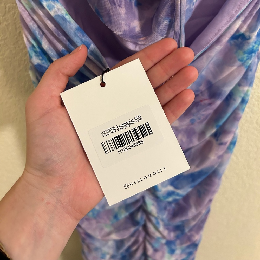 NWT HELLO MOLLY NIGHTS OF BLISS HALTER MIDI DRESS PURPLE - Size M US 6 - Picture 10 of 12